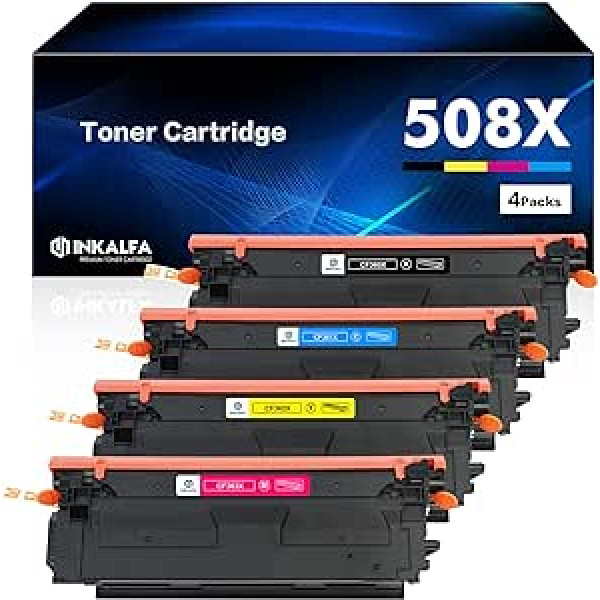 Četru iepakojumu 508X CF360X 508A CF360A toneris, lai aizstātu HP CF361X CF362X CF363X Color Laserjet Enterprise M553dn M553x M553n M553 M552dn M552 MFP M577 Magen Cyan