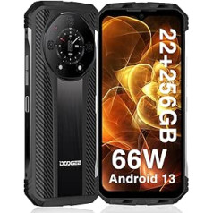 DOOGEE S110 neplīstošs tālrunis 22GB+256GB (TF 2TB) 10800mAh akumulators 66W 50MP kamera Helio G99 6,58 collas FHD+ 120Hz Android 13 viedtālrunis neplīstošs OTG/GPS/NFC