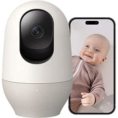 nooie 2K Baby Monitor WiFi Baby Camera, 360° Pan/Til Video Baby Camera Nanny, ar divvirzienu audio, nakts redzamību, kustības izsekošanu, SD atmiņu, ierīču koplietošana darbojas ar Alexa un Google Home