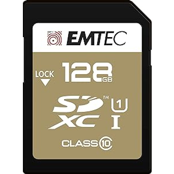 EMTEC SDXC 128 GB – GOLD + 128GB SDXC Class 10 Memory Card Class 10 – memory card – 128 GB – SDXC, 85 MB/s; Black, Brown)