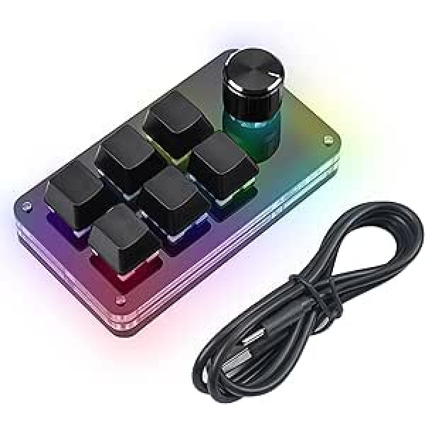 CUQI Macro Keyboard, 6 Keys Programmable Keyboard with Volume Control, Mini Keyboard with RGB Backlight for Mac OS, Windows and Vista