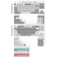 264 Keys Modern Dagger Light Keycaps Set Doubleshot Cherry Profile Custom White Grey Keyboard Keycaps for Cherry MX Gateron Kailh Switch Mechanical Keyboards