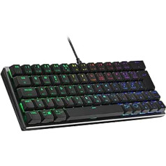 Cooler Master SK620 vadu spēļu tastatūra — kompakts 60% izkārtojums, plakani mehāniskie slēdži, RGB apgaismojums uz vienu pogu, lidojuma vadība, saderīga ar MacOS/Windows — QWERTY, IT tastatūra