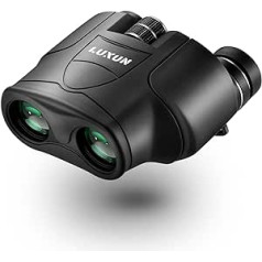 LUXUN Binoculars Small 10 x 25 - Binoculars for Children and Adults, Compact, Lightweight, BAK4 Prism, Ideal for Travel, Hiking, Sports and Nature Observation (Black)