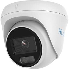 HiLook By Hikvision IPC-T259H (2,8 mm) 5 MP ColorVu Lite fiksētā turret tīkla POE IP kamera IP67 24/7 krāsa — balta