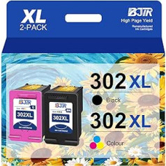 BJTR 302XL printeru kasetnes, kas saderīgas ar HP 302 XL Black Color, kas paredzētas HP OfficeJet 3830 3831 3833 4650 4654 4655 4658 5220 5230 5232; Envy 4520 4522 4524 4525 4525 455 27;DeskJet 3630 3633 3636