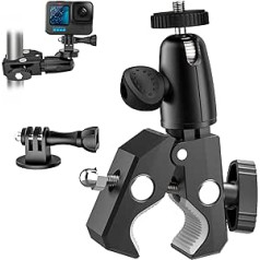 Aozcu kameras spailes statīvs, velosipēda motocikla stūres stiprinājums ar 360° metāla lodgalvu un 1/4 collas skrūvi, super skava GoPro Hero 11 10 9 8 7, Insta 360, DJI Action, AKASO, DSLR kamera, darbība