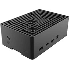 Akasa Maze Raspberry Pi 4 futrālis, futrālis bez ventilatora Raspberry Pi 4 modelim B, paslēpts Micro SD slots, barošanas poga, ar termiskiem spilventiņiem, alumīnija radiators, melns, A-RA10-M1B