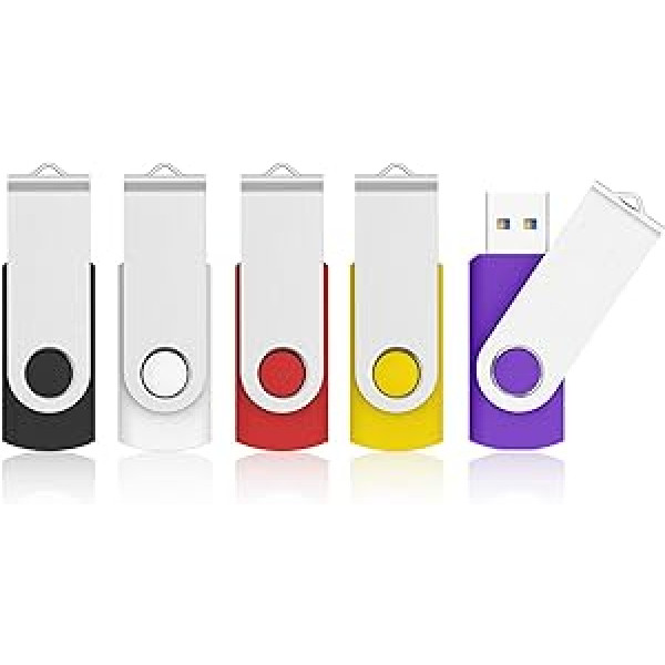 KOOTION USB Sticks 16 GB Pack of 5 USB 3.0 Memory Sticks Set of 5 Colourful Data Stick 5 Pieces Memory Stick Metal 16G Thumb Drive USB Flash Drives 16 Gbyte Flash Sticks USB Flash Drives Multicoloured