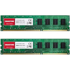 [DDR3 RAM] Gigastone Desktop RAM 16GB (2x8GB) DDR3 RAM 16GB DDR3-1600MHz PC3-12800 CL11 1.5V UDIMM 240 Pin/Pin nebuferēta datora atmiņa bez ECC (tikai datora galddatoriem)