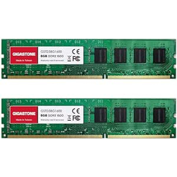 [DDR3 RAM] Gigastone Desktop RAM 16GB (2x8GB) DDR3 RAM 16GB DDR3-1600MHz PC3-12800 CL11 1.5V UDIMM 240 Pin/Pin nebuferuota ne ECC kompiuterio RAM (tik asmeniniam kompiuteriui)