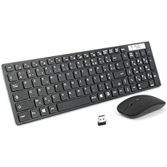 Ovegna T4 bezvadu tastatūras un peles komplekts 2,4 GHz AZERTY personālajam datoram, mini datoram, Mac, SmartTV, Raspberry klēpjdatoram, Android Box, Windows, Linux, MacOS, Android