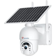 2.5K 4MP ctronics Outdoor Surveillance Camera WLAN Solar 2560 x 1440P PTZ 100% Wireless IP WiFi Camera Outdoor with Battery, PIR and Radar Detection, Coloured Night Vision with Spotlight, IP66