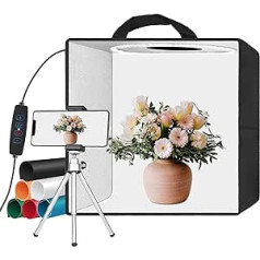 EMART Light Box Photography 12x12 Product Photo Studio Light Box with 120 LED Lights, 6 Color Backgrounds, 4 Reflection Panels, 1 Diffuser Cloth and 1 Phone Tripod Holder