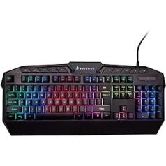 SureFire Kingpin spēļu tastatūra, spēļu multivides tastatūra ar programmējamu LED fona apgaismojumu, RGB tastatūra ar USB kabeli, 25 anti-ghosting taustiņi, QWERTY izkārtojums angļu valodā