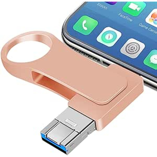 gaborlet USB Stick 512 GB 4 vienā USB 3.0 Memory Stick Metāla USB zibatmiņas disks Ārējās atmiņas paplašinājums viedtālrunim datoram Android planšetdatoram klēpjdatoram