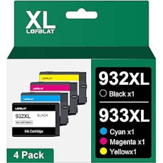 LOFBLAT 932XL 933XL printeru kasetņu nomaiņa HP 932 XL 933 XL printeru kasetnēm Multipack HP Officejet 6600 6700 6100 7110 7510 7610 7612 (4 ciāna 1 1 dzeltens 1 dzeltens 1 iepakojums)