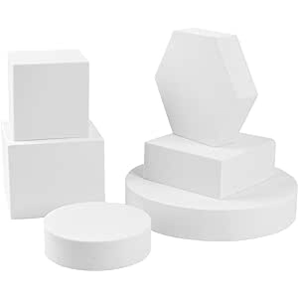 Goshoot Photo Props Cube Foam Geometry Solid Blocks Shooting Props Geometric Shapes Product Photography Props for Jewelry Cosmetic Accessories Modelling Decoration 6 Pieces White