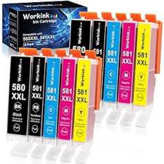 WorkInk CLI-581 PGI-580 printera kasetne, kas saderīga ar Canon 580 581 XXL kasetnēm, kas paredzētas Canon TR8550 TS6150 TS6250 TS705 TR7550 TS8250 TS8150 TS9550 TS9155110