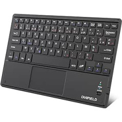 1byone AZERTY Bluetooth Keyboard with Super Thin Multi Touchpad, Touch Screen Keyboard for iPad / Galaxy Tabs / iPhone / Huawei / Samsung / OnePlus and Other Android Phones