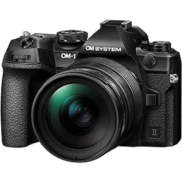 OM SISTĒMA OM-1 Mark II mikro četru trešdaļu sistēmas kamera, 20MP BSI stacked sensors, 5 ass attēla stabilizācija, melns ar M.Zuiko Digital 12-40mm f2.8 PRO II objektīvu