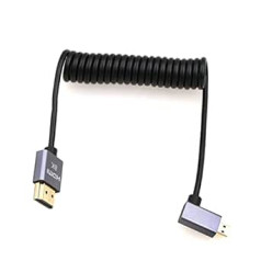 Eonvic 8K 2.1 HDMI į Micro HDMI kabelis kairiuoju kampu didelės spartos 48Gbps suvyniotas kabelis, skirtas Atomos Ninja V 4K-60P įrašymui 48Gbps HDMI, skirtas Canon R5C R5 R6