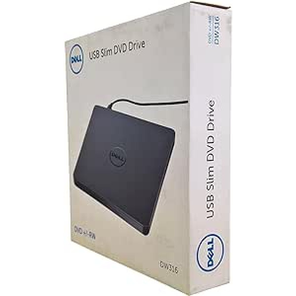 „Dell“, 918529, plonas AA8DW316 išorinis USB DVD+/- RWDVD RAM įrenginys – „Plug and Play“ sprendimas, skirtas DVD / CD įrašymui / paleidimui – namuose arba kelionėse – plokščias lengvas USB 2.0 – antracitas – 918529