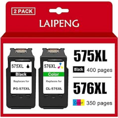 LAIPENG 575XL 576XL kasetnes, kas saderīgas ar Canon PG-575 CL-576 PG-575XL CL-576XL PIXMA TS3550i TS3551i TR4750i TR4751i printerim (melns/krāsains)