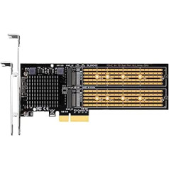 GLOTRENDS PA20 2 porti M.2 NVMe uz PCIe 3.0 X4 adapteris ar PCIe bifurkācijas funkciju, atbalsts 22110/2280/2260/2242/2230 izmērs, atbalsts Soft RAID