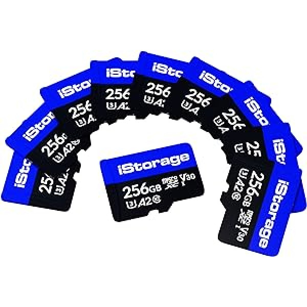 10 Pack iStorage microSD karte 256GB | Šifrēt iStorage MicroSD kartēs saglabātos datus, izmantojot datAshur SD USB zibatmiņas disku | Savietojams tikai ar datAshur SD diskdziņiem