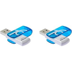 Philips Vivid Edition 16 GB USB zibatmiņas disks — USB 3.0, FM16FD00B/00, melns, sudrabs (2 pakotnē)