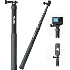 TELESIN pašbildes nūja, garais stabs, neredzams priekš GoPro Insta360 (120 cm / 47,2 collas), viegls oglekļa šķiedras pagarinājuma monopods, kas paredzēts Go Pro Max Hero 11 10 9 8 7 6 One X2 X3 RS Go 2 DJI Action 2 3