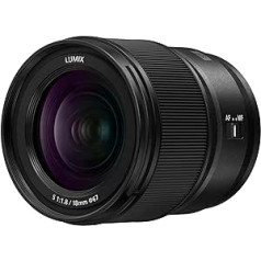 Panasonic LUMIX S sērijas kameras objektīvs, 18 mm F1.8 L-mount maināms objektīvs bezspoguļa pilna kadra digitālajām kamerām — S-S18 melns