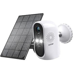 ZOSI Battery Surveillance Camera with Solar Panel, 2K Wireless IP Camera Surveillance Outdoor WLAN with Coloured Night Vision, 2-Way Audio, AI Human Detection