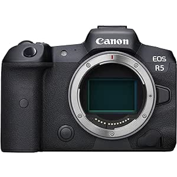 Canon EOS R5 pilna formāta sistēmas kameras korpuss bez spoguļa 45 MP 8K RAW 4K 120p 5 asu attēla stabilizators 8,01 cm / 3,15 collu LCD II WLAN Bluetooth USB 3.1 Dual Pixel CMOS AF II) Melns