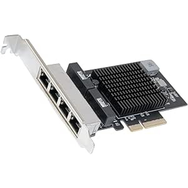 Keturių 2,5 Gbps PCI Express x4 Gigabit Ethernet kortelė su RJ45 LAN valdikliu - PCIe x4 tinklo adapteris žaidimų biurui, Realtek RTL8125, suderinama su Windows Linux