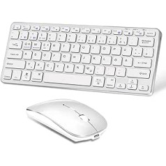 Vickey QWERTZ bezvadu tastatūras peles komplekts, Bluetooth tastatūra ar peli MacBook/iPad/planšetdatoram/klēpjdatoram/personālajam datoram/televizoram, kompakta, plāna, klusa, uzlādējama, bezvadu bezvadu tastatūras pele priekš