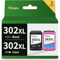 „Foiset“ spausdintuvų kasetės 302XL, pakeičiančios HP 302 spausdintuvo kasetes, suderinamos su HP Envy 4520 4524 4525 4527 Officejet 3830 3831 4650 4658 Deskjet 2132 3633 3101 (juodas)