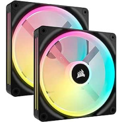 Corsair iCUE LINK QX140 RGB 140 mm Magnetic Dome RGB Fans - Double Fan Starter Kit with iCUE LINK System Hub - Black