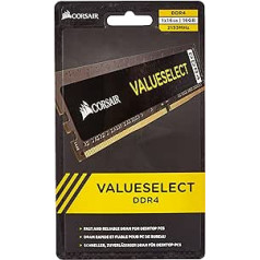 Corsair CMV16GX4M1A2133C15 atmiņa D4 2133 C15 VS Value Select Arbeitsspeicher (16 GB, 1,2 V), Schwarz, 16 GB (1 x 16 GB)