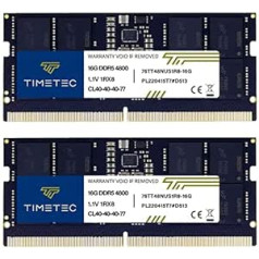 Timetec 8 GB DDR5 4800 MHz SODIMM klēpjdatora atmiņas moduļa RAM moduļa jauninājums 32 GB komplekts (2 x 16 GB)