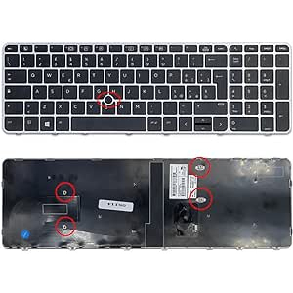 UP PARTS® rezerves tastatūra priekš HP Elitebook 850 G3 755 G3 850 G4 755 G4 fona apgaismojums ar Trackpoint Colre Silver