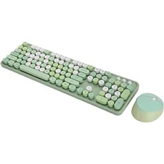 PUSOKEI Wireless Keyboard and Mouse Sets, Retro Keyboard and Mouse Mice, Cute Keyboard with 104 Keys Desktop Cute Keyboard for Computer (Green)