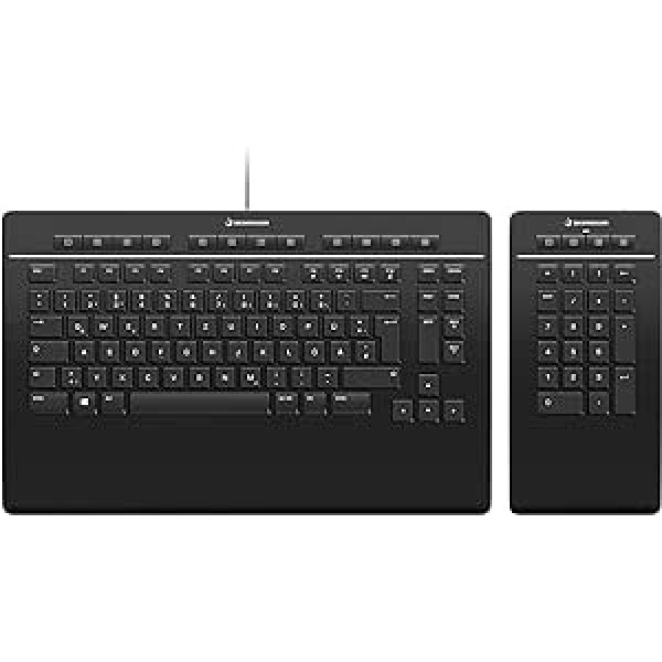 3Dconnexion Keyboard Pro with Numpad (Keyboard, Wired, Separate Number Keypad, German Layout - QWERTZ), Matte Black