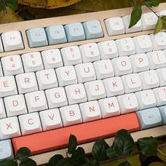 piparmētru uzgaļi PBT Salmon Blue White Keyboards 132 Keys XDA Profile Dye-Sub Keyboards Set Custom Cute Keyboard Keyboards for 60% 65% 70% 75% Cherry MX Gateron Mechanical Keyboards