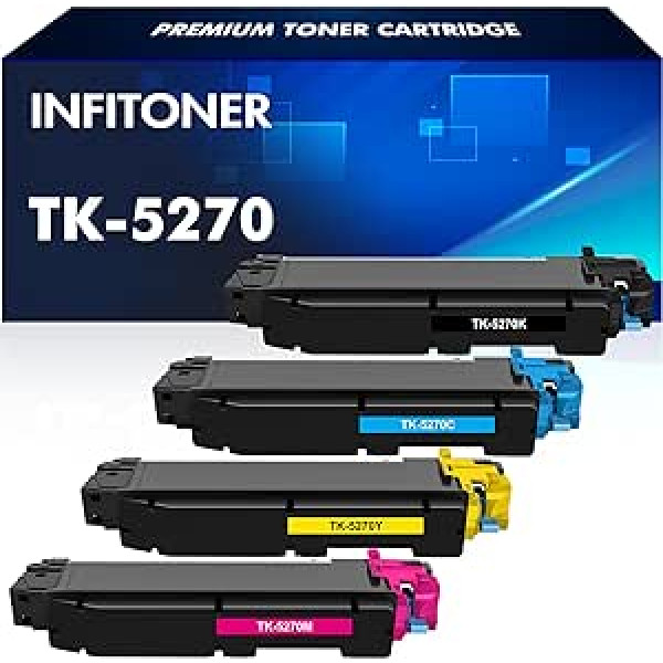 INFITONER 4 Pack TK-5270 TK-5270K TK5270 TK 5270 saderīga tonera kasetne, lai aizstātu ECOSYS M6630cidn P6230cdn M6230cidn M6230cidnt TK-5270C CyenBlackM7 YTK-5270M