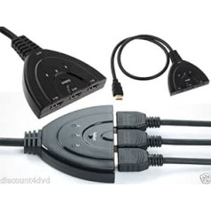 REALMAX – JK Hochgeschwindigkeits-HDMI-Kabel for HD Smart TV, Xbox, PS4, PS3, nešiojamasis kompiuteris, HDTV, Virgin Sky BT dekoderis, projektorius, Blu-ray-DVD grotuvas ir kompiuterio HDMI jungiklis 3 prievadų HDMI jungtis