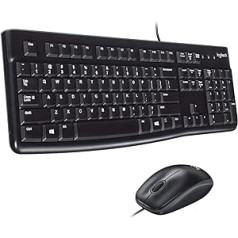 „Logitech MK120“ laidinės klaviatūros pelės rinkinys, optinė pelė, USB prievadas, kompiuteris / nešiojamas kompiuteris, skandinaviškas QWERTY išdėstymas – juoda