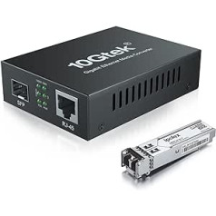 ipolex Gigabit Ethernet šviesolaidinės medijos keitiklis, šviesolaidinis daugiamodis LC medijos keitiklis su 1Gb SFP SX siųstuvu-imtuvu-10/100/1000Base-Tx į 1000Base-SX, 550m (Europos maitinimo šaltinis)