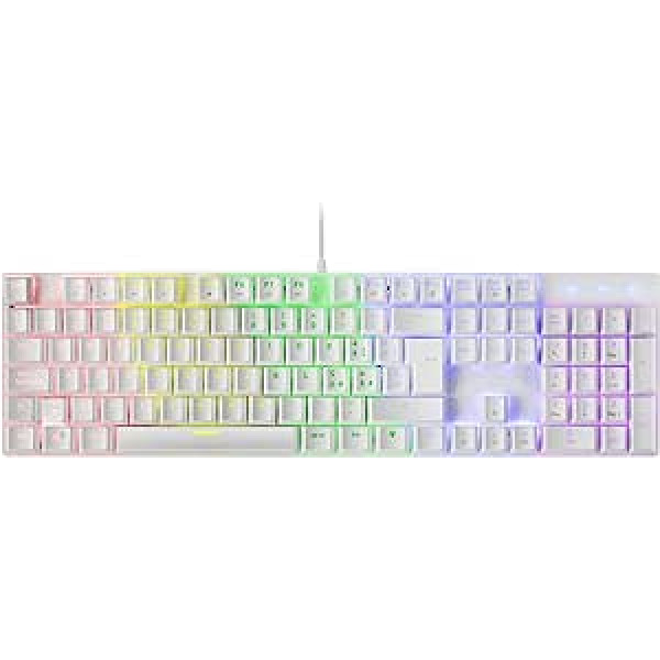 Mars Gaming MK422 White, Mehāniskā spēļu tastatūra RGB, Antighosting, Mehāniskais slēdzis sarkans, itāļu valoda